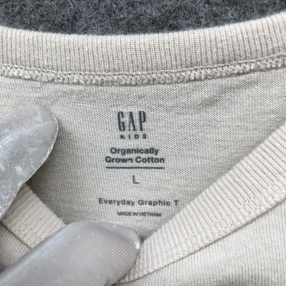 Gap Black History Graphic T Shirt Kids L (10)‎ Short Sleeve Ivory Organic Cotton